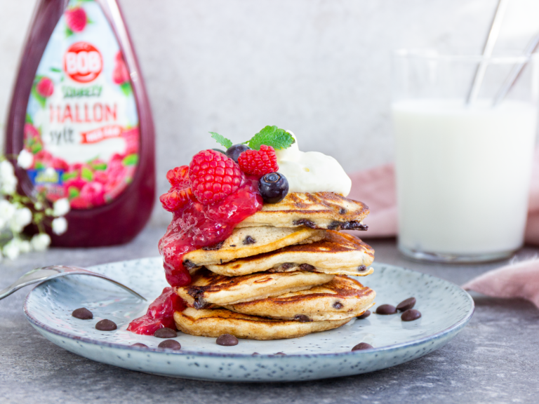 Chocolate chip pannkakor med sylt från BOB