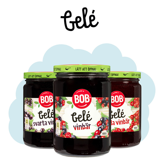 Produktbild från Bob svarta vinbärgelé, vinbärgelé och röda vinbärgelé