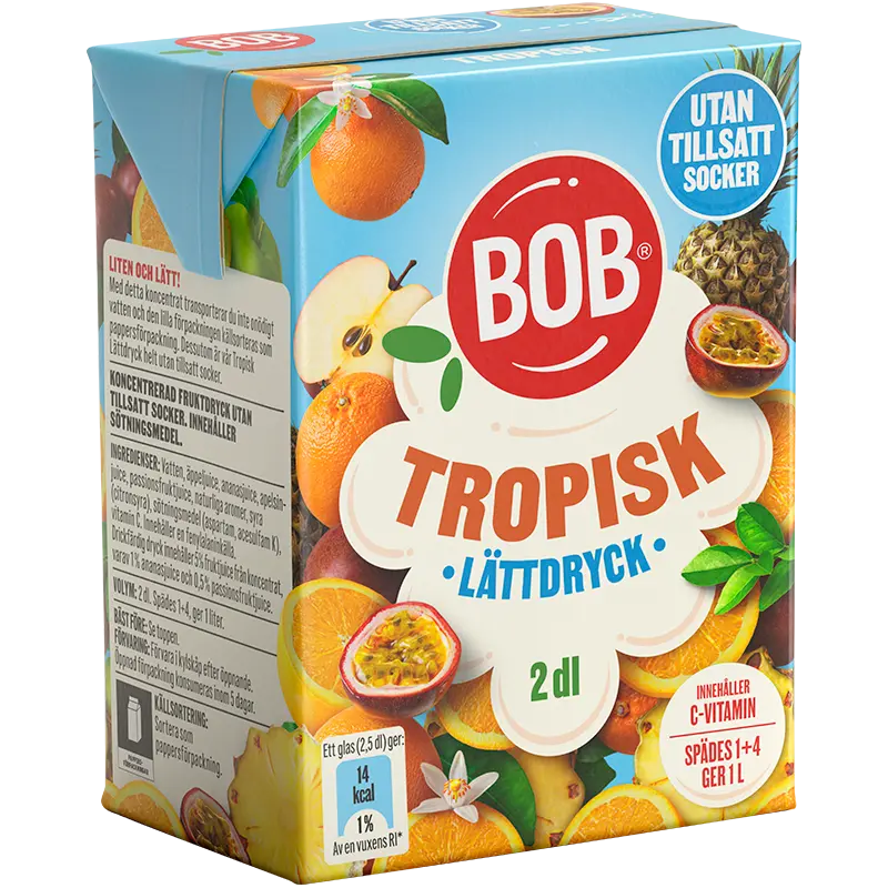 BOB Lättdryck Tropisk Utan tillsatt socker