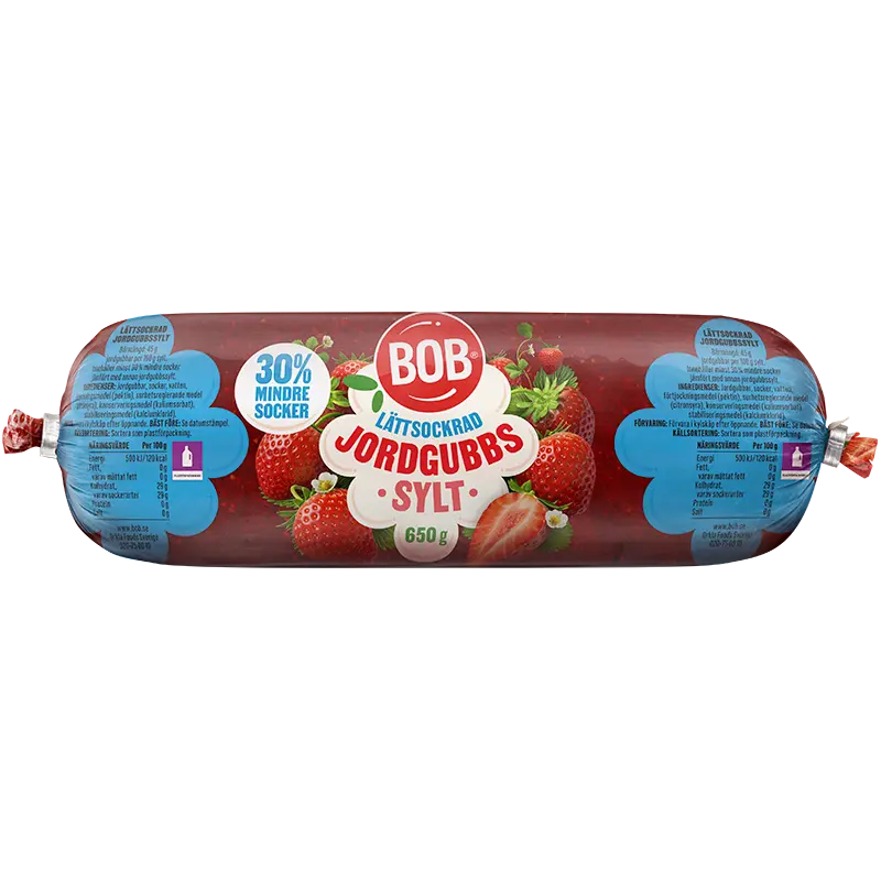 BOB Lättsockrad Jordgubbssylt refill 650g