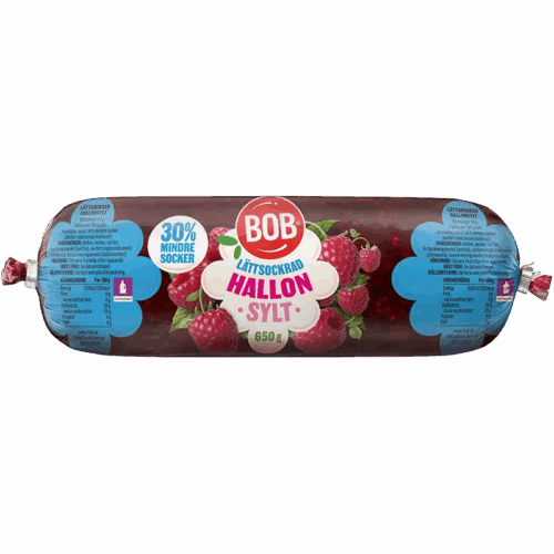 BOB Lättsockrad Hallonsylt refill 650g