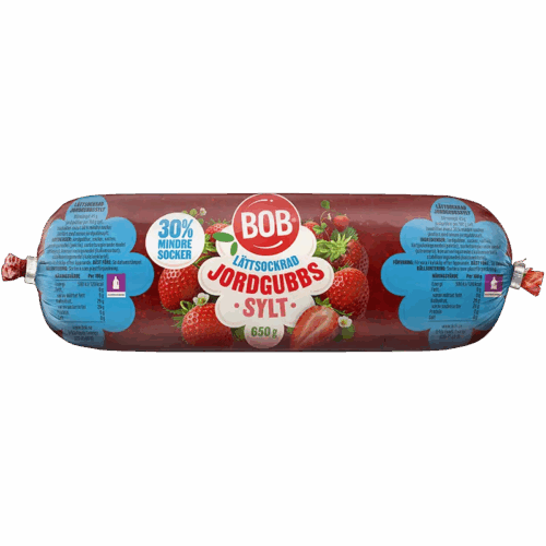 BOB Lättsockrad Jordgubbssylt refill 650g